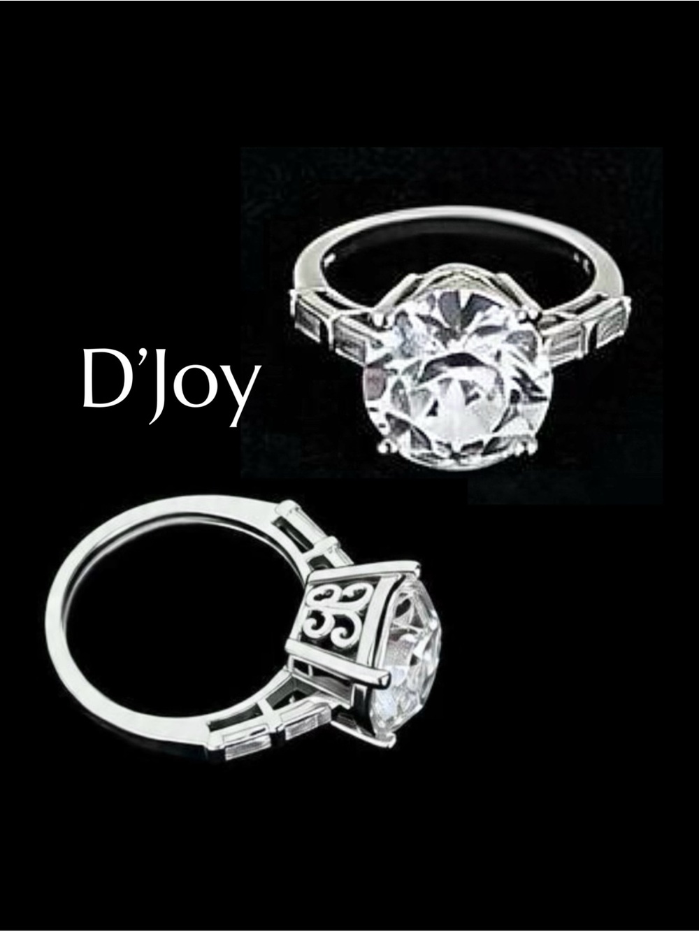 D’Joy Sterling Silver Moissanite Vintage-Style Solitaire Ring